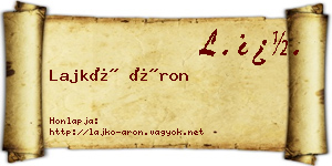 Lajkó Áron névjegykártya